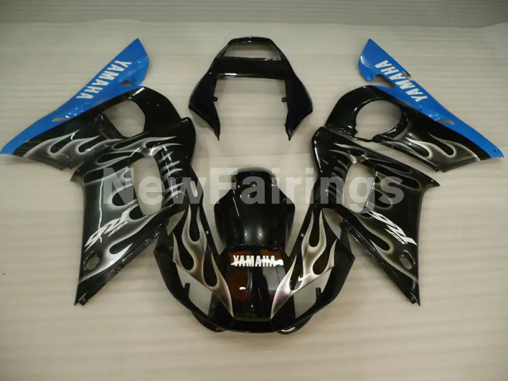 Black and Blue Grey Flame - YZF-R6 98-02 Fairing Kit