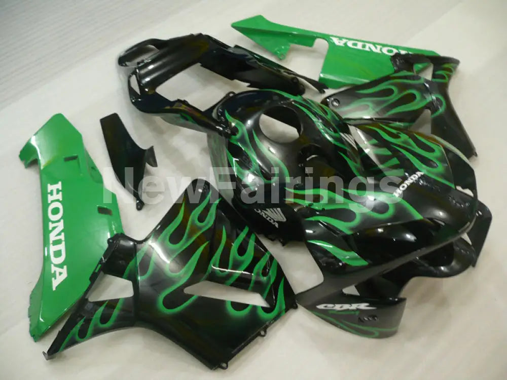 Black and Green Flame - CBR600RR 03-04 Fairing Kit