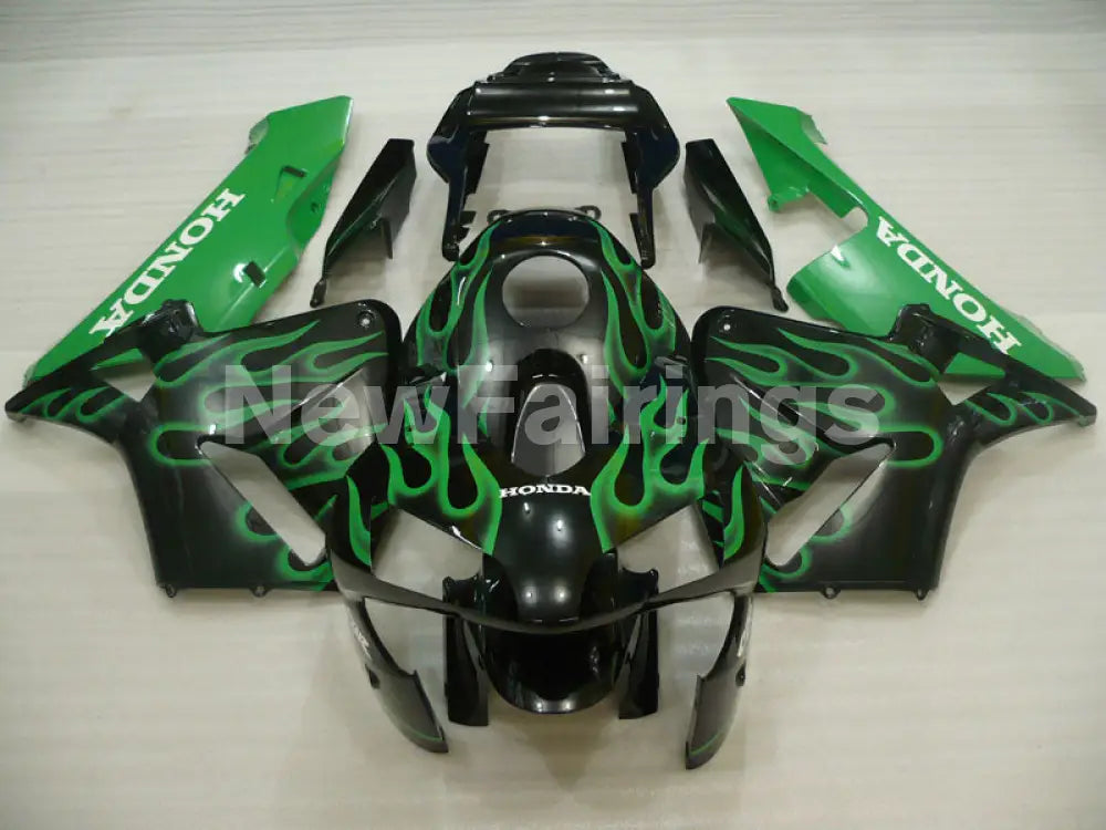 Black and Green Flame - CBR600RR 03-04 Fairing Kit