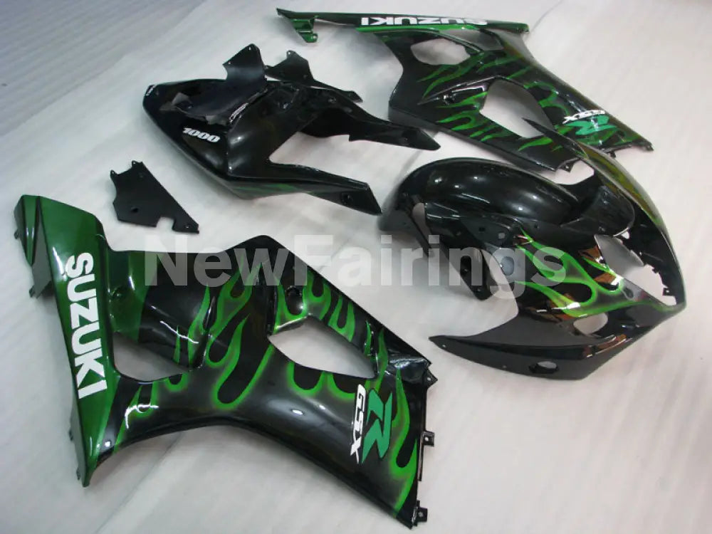 Black and Green Flame - GSX-R1000 03-04 Fairing Kit