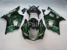 Cargar imagen en el visor de la galería, Black and Green Flame - GSX-R1000 03-04 Fairing Kit