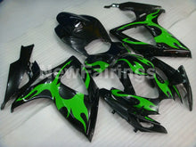 Cargar imagen en el visor de la galería, Black and Green Flame - GSX-R600 06-07 Fairing Kit