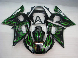 Black and Green Flame - YZF-R6 98-02 Fairing Kit