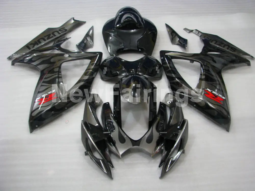 Black and Grey Flame - GSX-R750 06-07 Fairing Kit