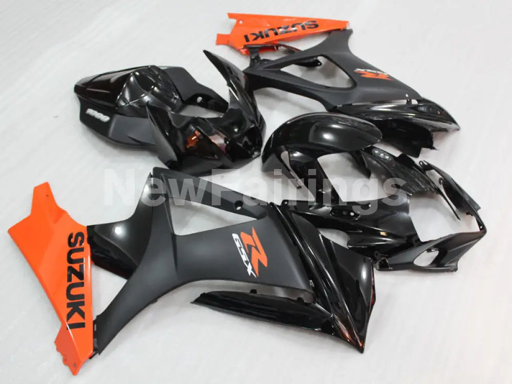 Black and Matte Black Orange Factory Style - GSX-R1000 07-08 Fairing Kit