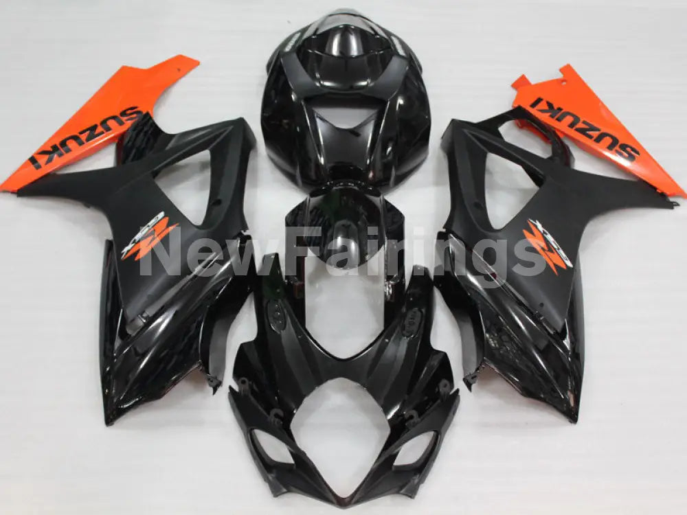 Black and Matte Black Orange Factory Style - GSX-R1000 07-08 Fairing Kit