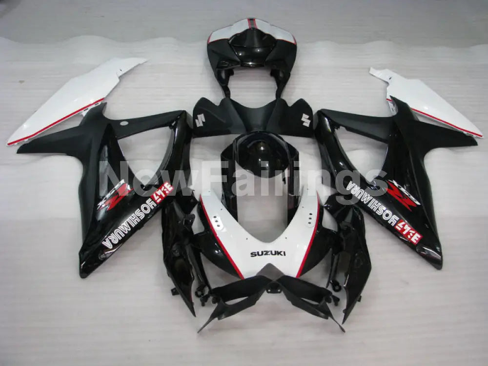 Black and Matte Black White Factory Style - GSX-R600 08-10 Fairing Kit