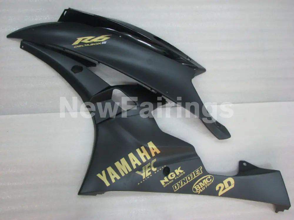 Black and Matte Black with Gold Stickers Factory Style - YZF-R6 06-07 Fairing Kit