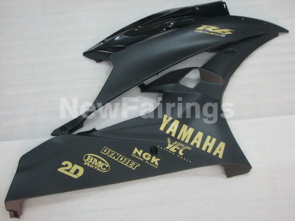 Black and Matte Black with Gold Stickers Factory Style - YZF-R6 06-07 Fairing Kit