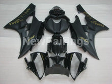 Cargar imagen en el visor de la galería, Black and Matte Black with Gold Stickers Factory Style - YZF-R6 06-07 Fairing Kit