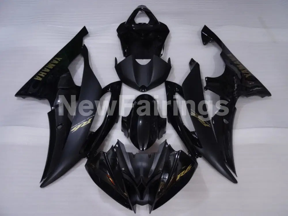 Black and Matte Black with Golden Stickers Factory Style - YZF-R6 08-16 Fairing Kit