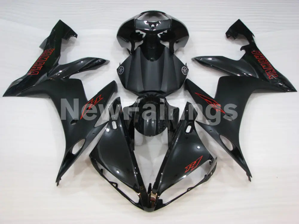 Black and Matte Black with red stickers Factory Style - YZF-R1 04-06 Fairing Kit