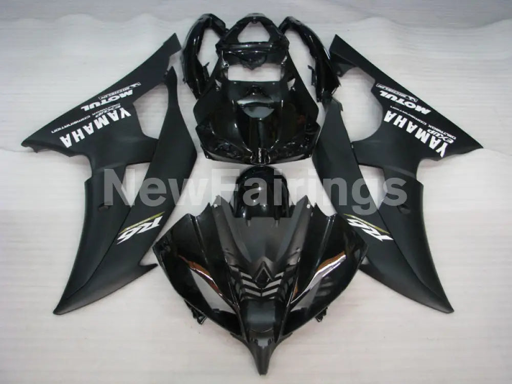Black and Matte Black with White Stickers Factory Style - YZF-R6 08-16 Fairing Kit