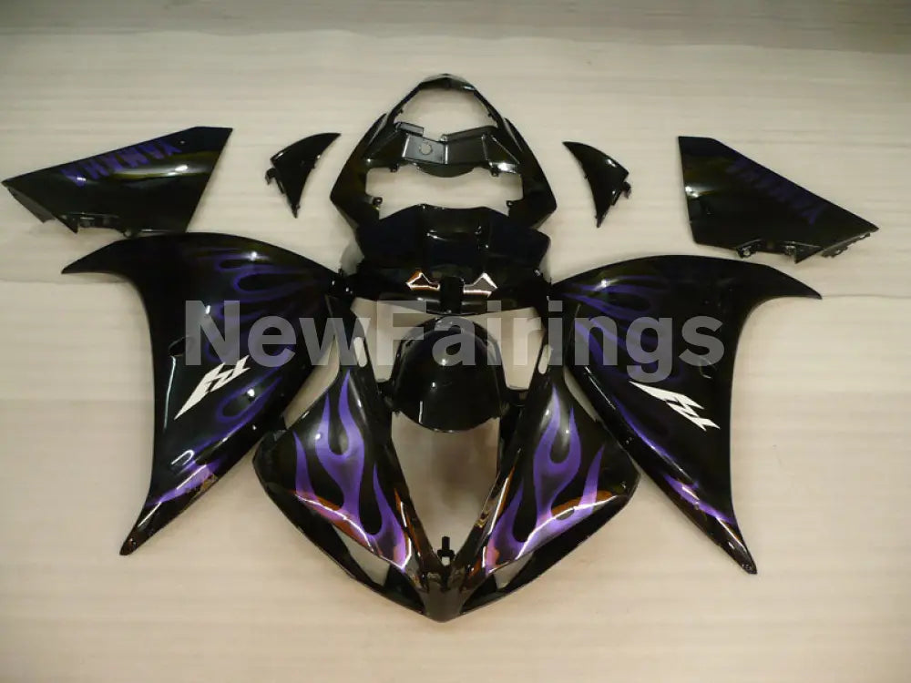 Black and Purple Flame - YZF-R1 12-14 Fairing Kit
