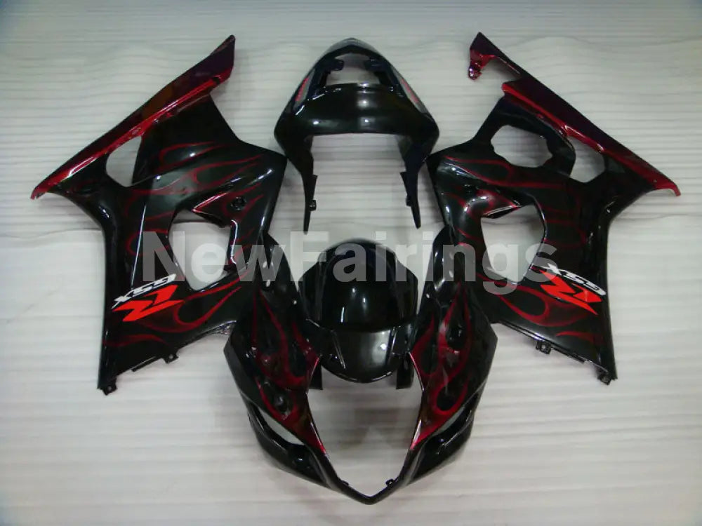 Black and Red Flame - GSX-R1000 03-04 Fairing Kit