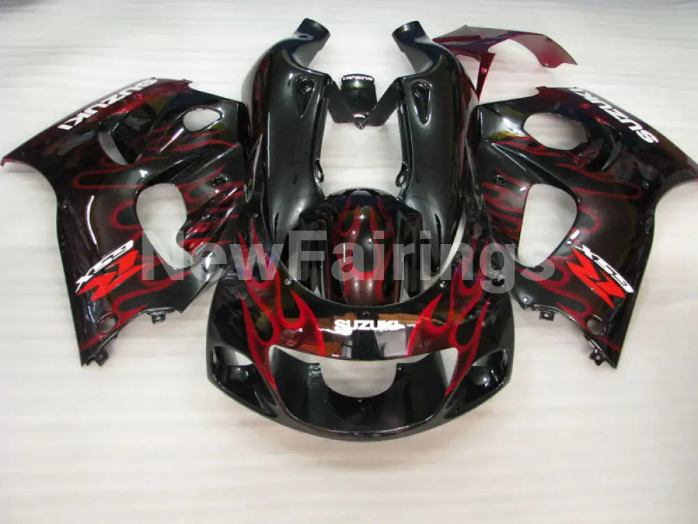 Black and Red Flame - GSX-R600 96-00 Fairing Kit