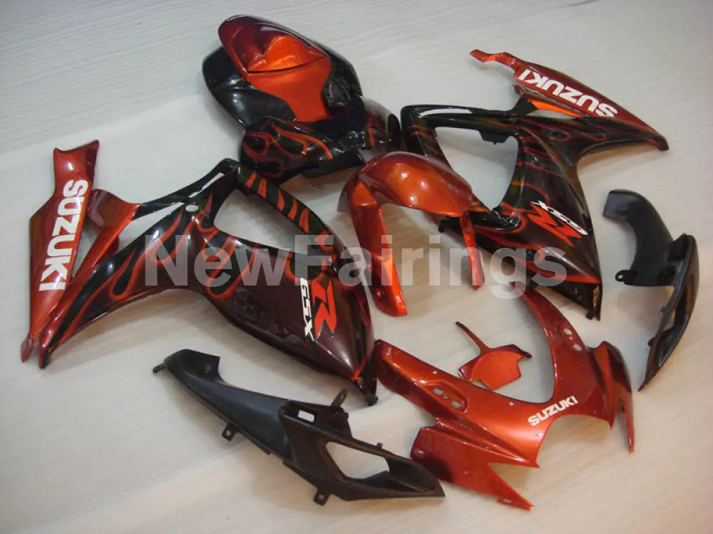 Black and Red Flame - GSX-R750 06-07 Fairing Kit
