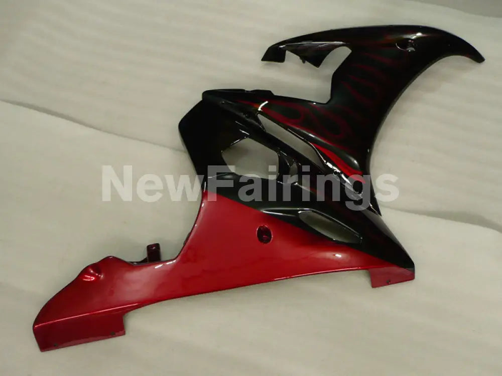 Black and Red Flame Without Decals - YZF-R6 03-04 Fairing Kit