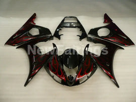 Black and Red Flame Without Decals - YZF-R6 05 Fairing Kit