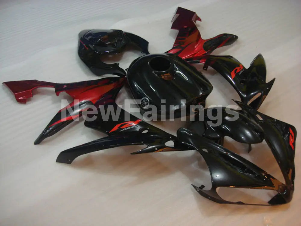 Black and Red Flame - YZF-R1 04-06 Fairing Kit