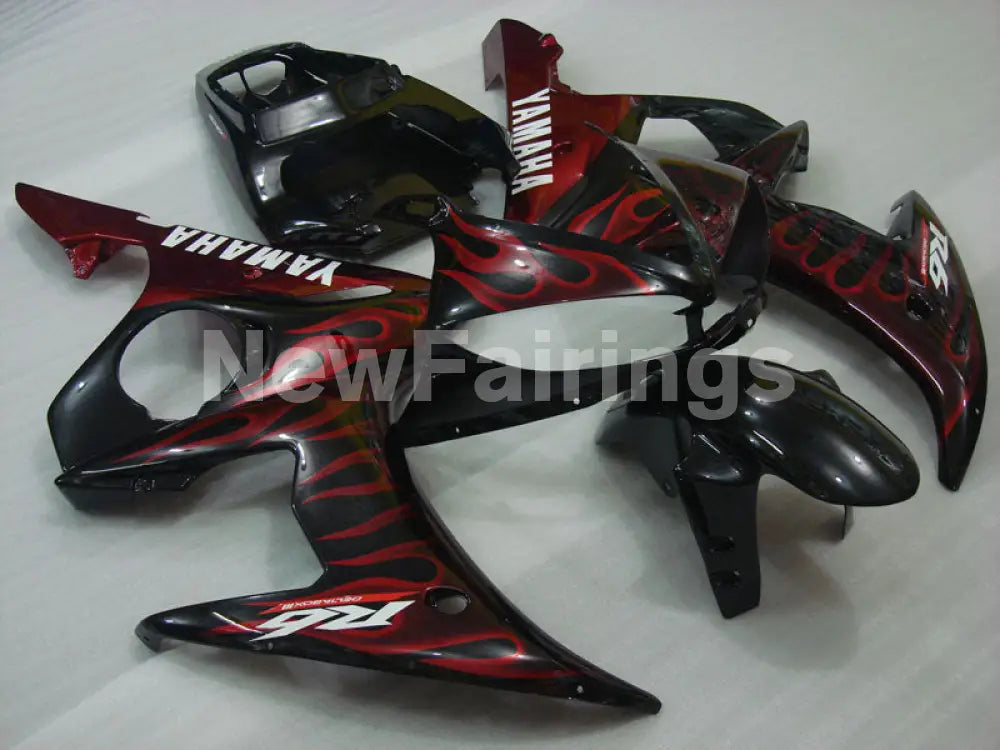 Black and Red Flame - YZF-R6 03-04 Fairing Kit