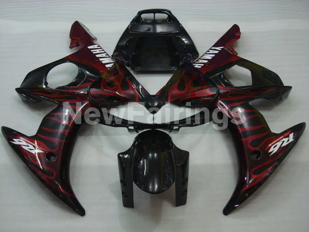 Black and Red Flame - YZF-R6 03-04 Fairing Kit