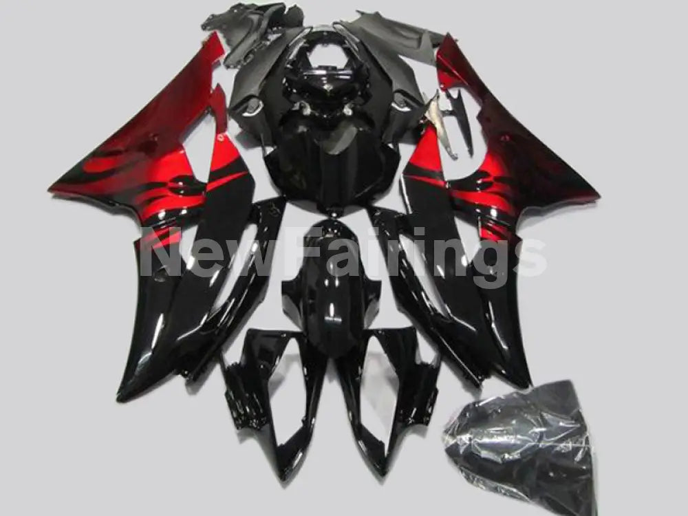 Black and Red Flame - YZF-R6 08-16 Fairing Kit