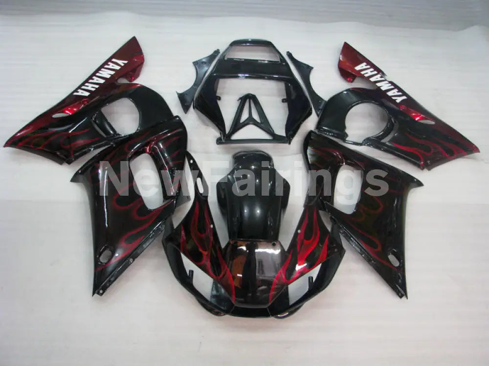 Black and Red Flame - YZF-R6 98-02 Fairing Kit