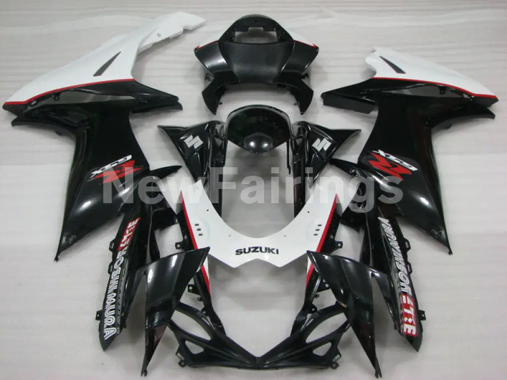 Black and White Red Factory Style - GSX-R600 11-24 Fairing Kit