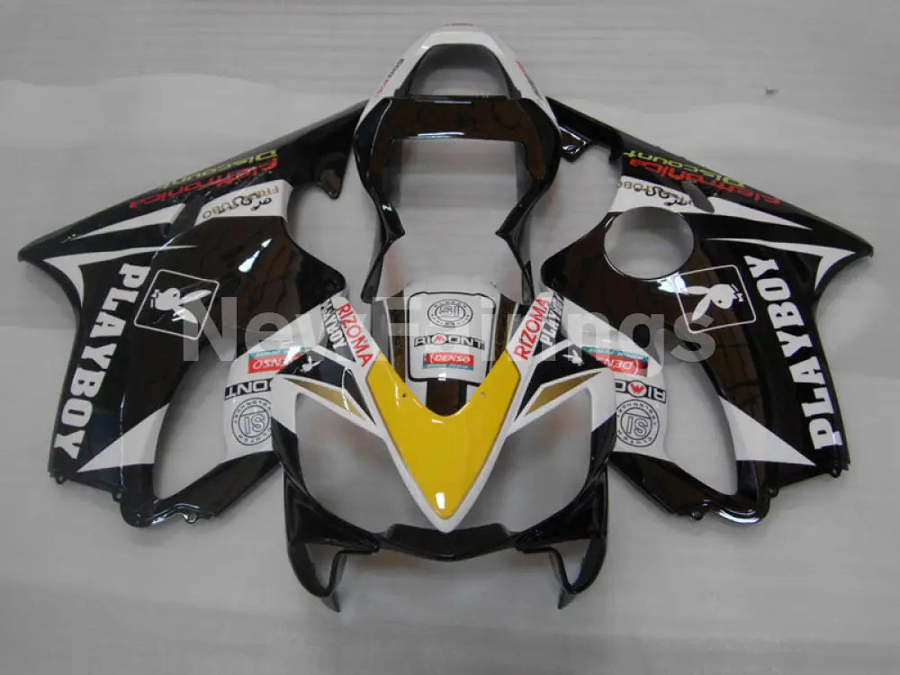 Black and White Yellow PlayBoy - CBR600 F4i 01-03 Fairing Kit