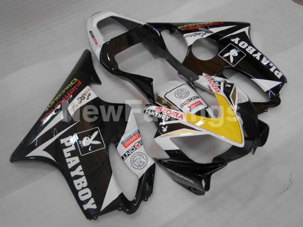 Black and White Yellow PlayBoy - CBR600 F4i 01-03 Fairing Kit