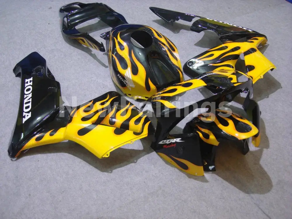 Black and Yellow Flame - CBR600RR 03-04 Fairing Kit