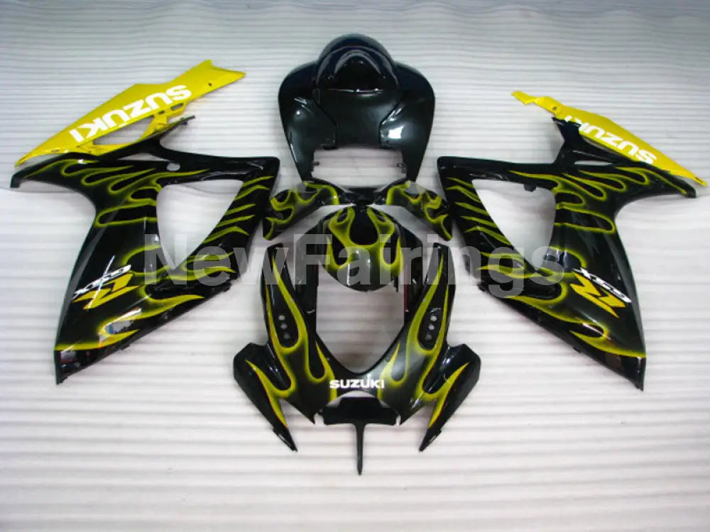 Black and Yellow Flame - GSX-R600 06-07 Fairing Kit