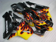 Cargar imagen en el visor de la galería, Black and Yellow Red Flame - CBR600RR 03-04 Fairing Kit