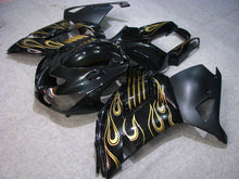 Cargar imagen en el visor de la galería, Black and Matte Black with Golden Flame - NINJA ZX-14R 06-11 Fairing Kit