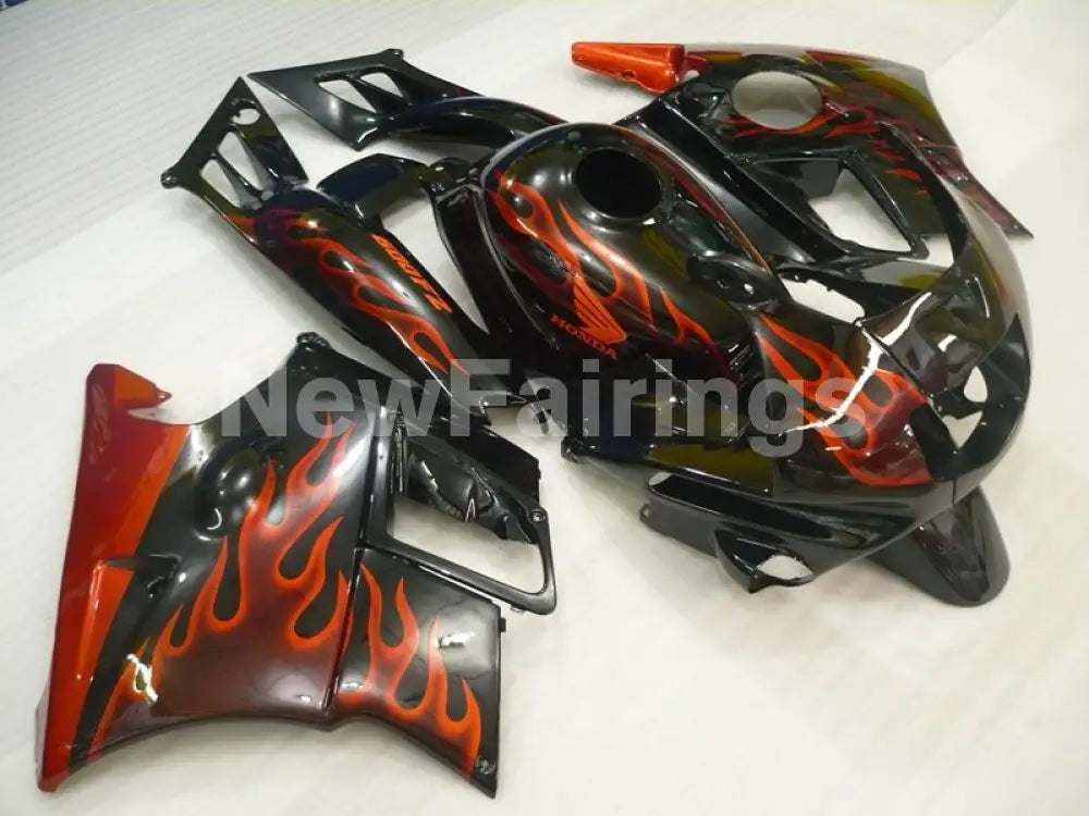 Black and Orange Flame - CBR600 F2 91-94 Fairing Kit
