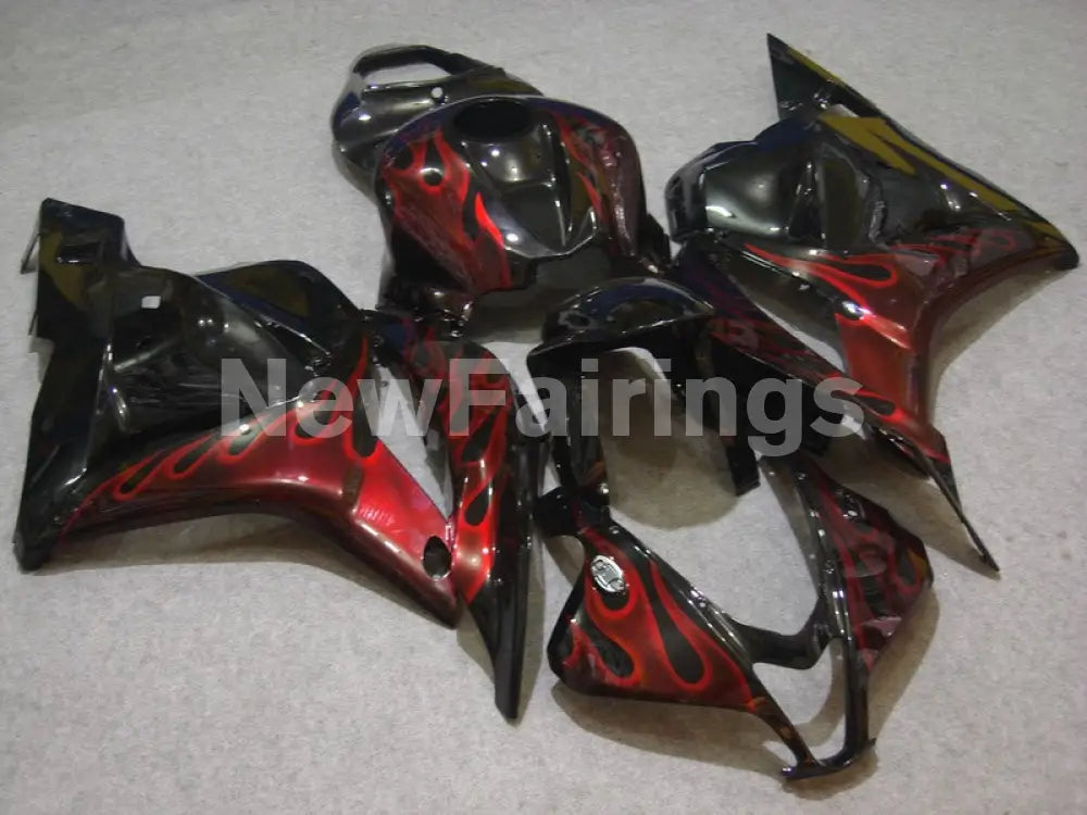 Black and Red no decal Flame - CBR600RR 09-12 Fairing Kit