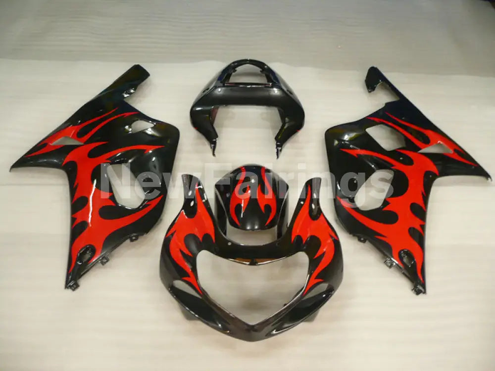Black and Red Flame - GSX-R600 01-03 Fairing Kit