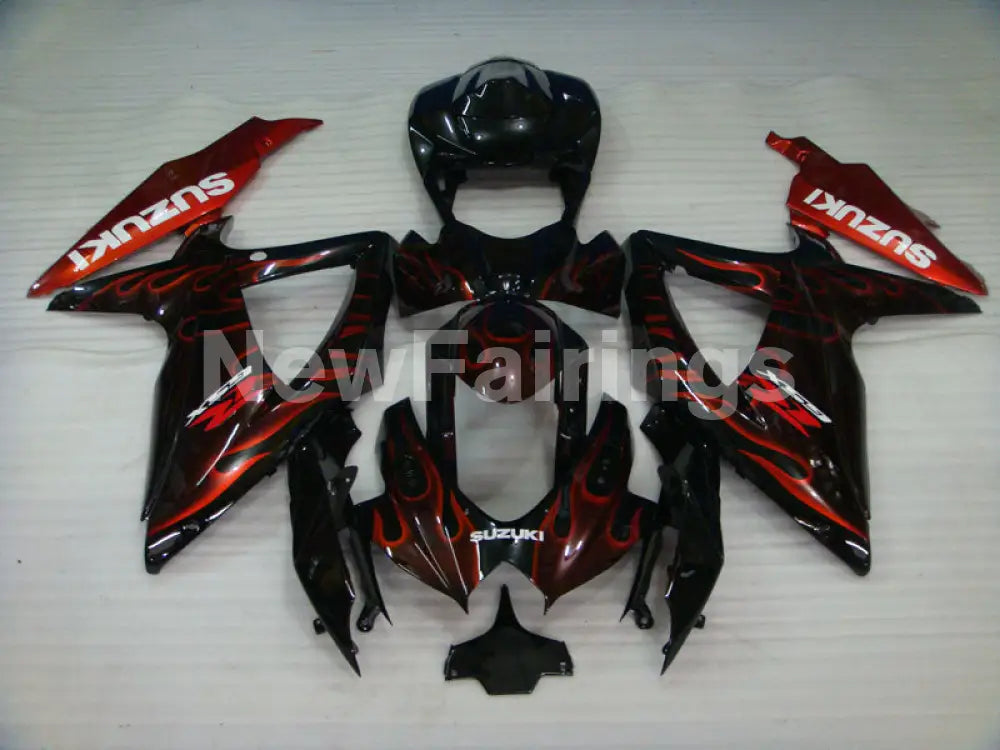 Black and Red Flame - GSX-R600 08-10 Fairing Kit