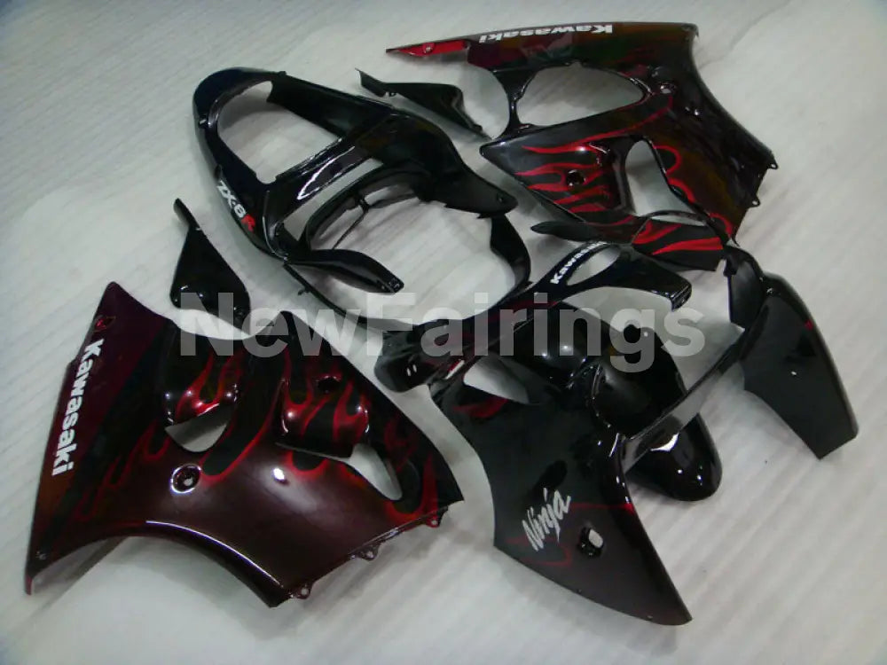 Black and Red Flame - NINJA ZX-6R 00-02 Fairing Kit