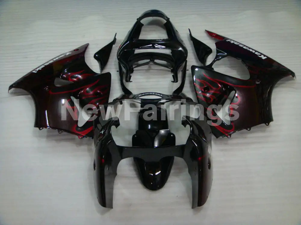 Black and Red Flame - NINJA ZX-6R 00-02 Fairing Kit