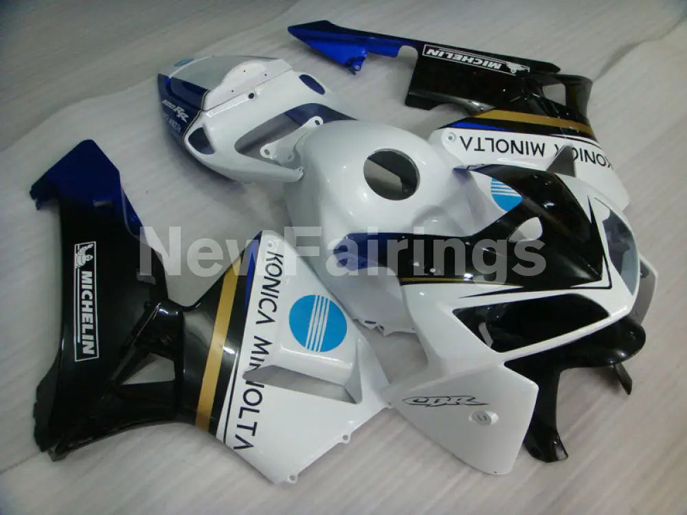Black and White Blue Konica Minolta - CBR600RR 05-06 Fairing Kit