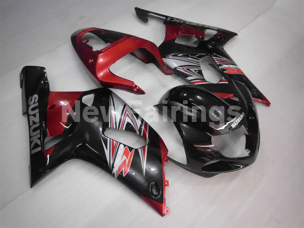 Black and Wine Red Factory Style - GSX-R600 01-03 Fairing Kit