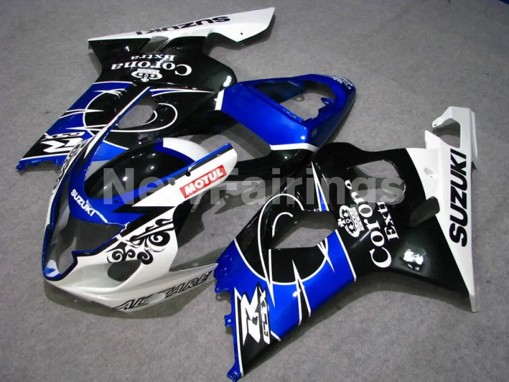 Blue and Black White Corona - GSX-R600 04-05 Fairing Kit