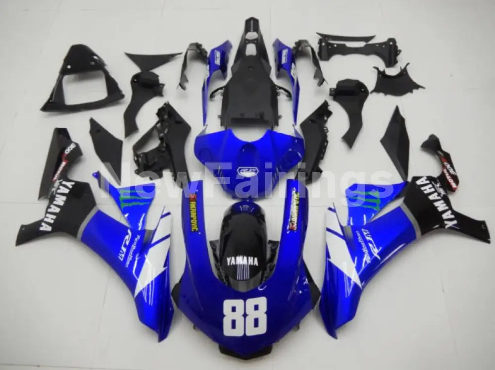 Blue and Black White Monster - YZF-R1 15-19 Fairing Kit