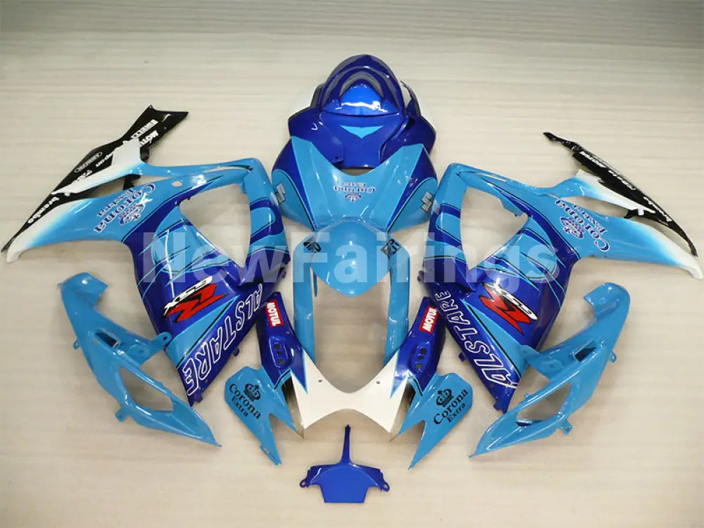 Blue and White Black Corona - GSX-R600 06-07 Fairing Kit