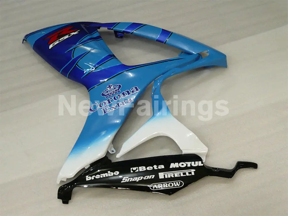 Blue and White Black Corona - GSX-R600 06-07 Fairing Kit
