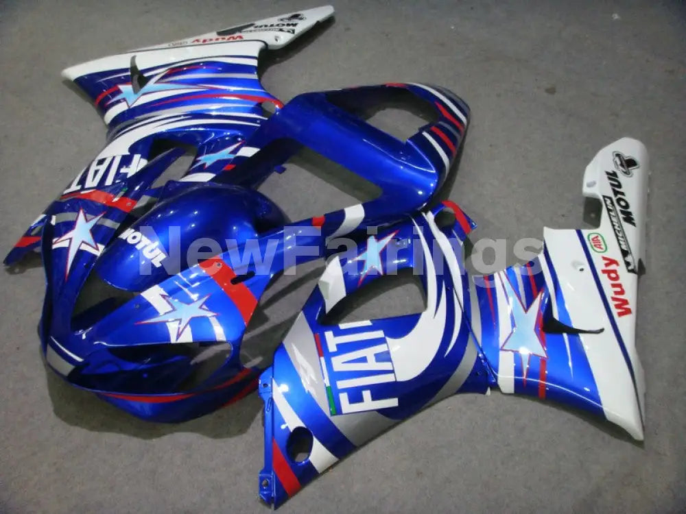 Blue and White FIAT - YZF-R1 00-01 Fairing Kit