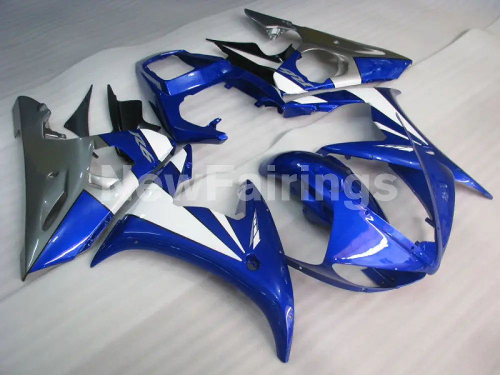 Blue and White Grey Factory Style - YZF-R6 05 Fairing Kit