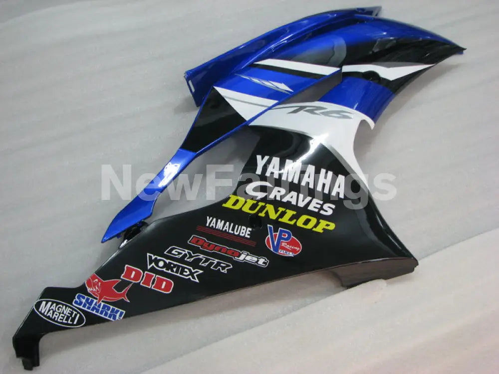 Blue White and Black Dunlop - YZF-R6 08-16 Fairing Kit